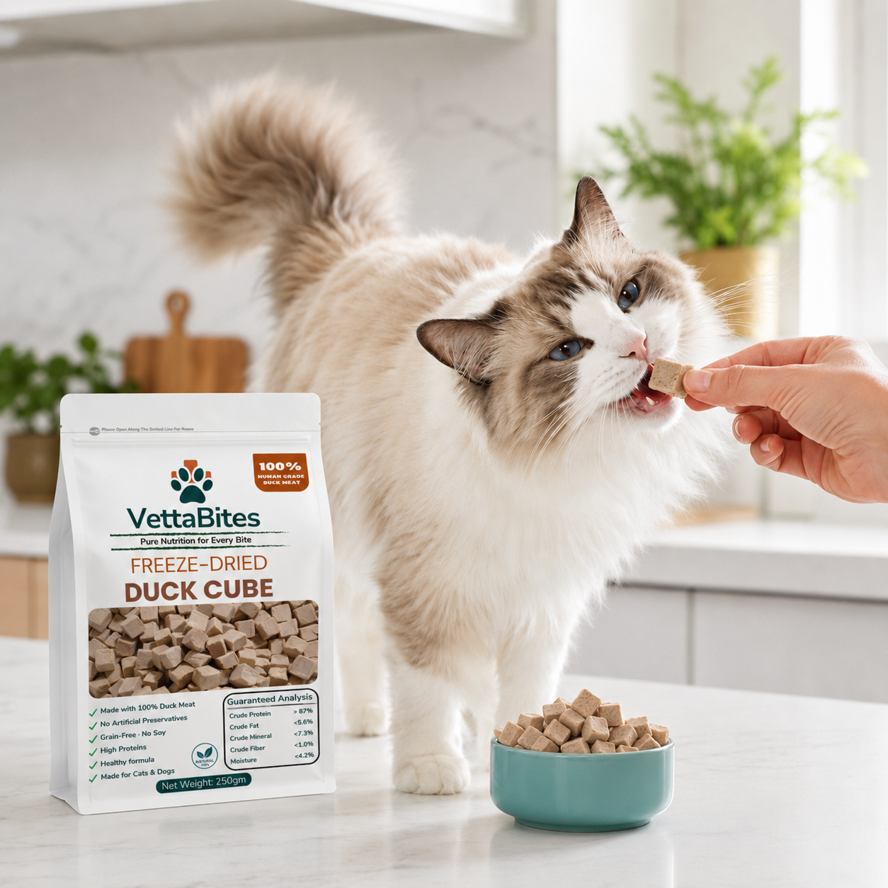 Cat enjoying a VettaBites treat