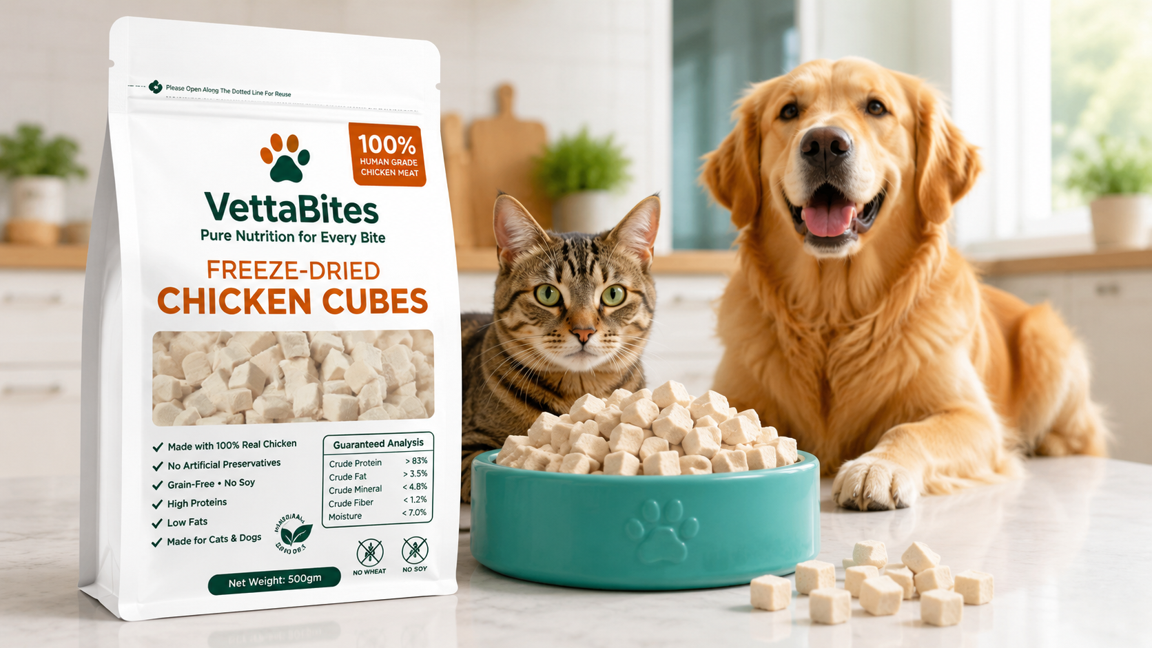 Happy cat and dog with VettaBites