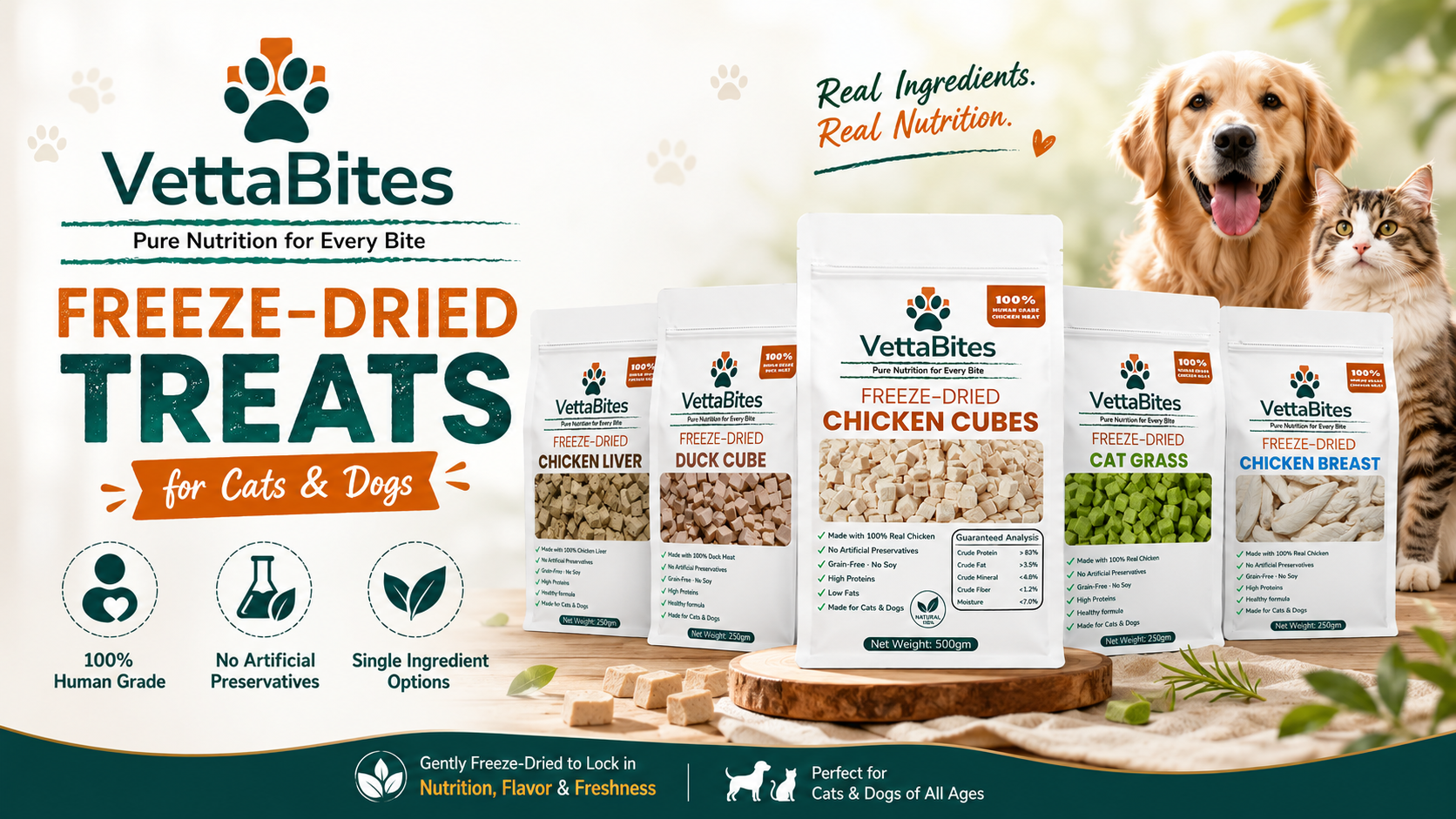 VettaBites freeze-dried treats collection for cats and dogs