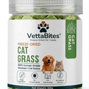 VettaBites freeze-dried chicken and cat grass 100g jar