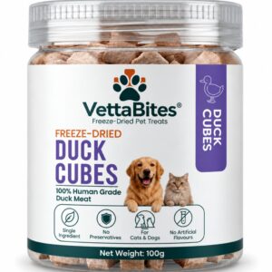 VettaBites freeze-dried duck cubes 100g jar