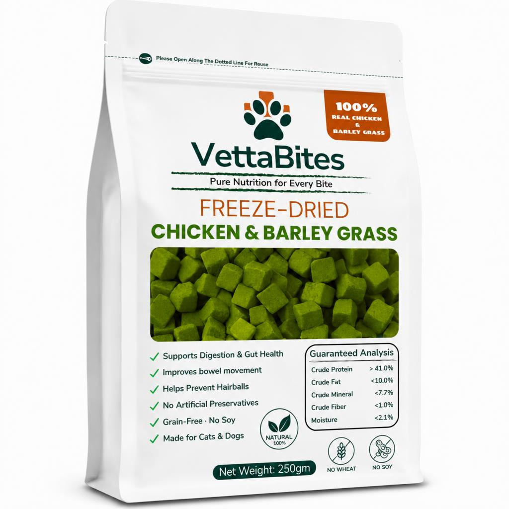 VettaBites freeze-dried chicken and cat grass 250g pouch