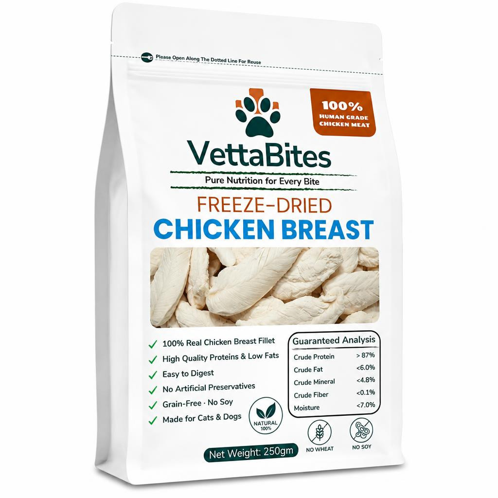 VettaBites freeze-dried chicken breast 250g pouch